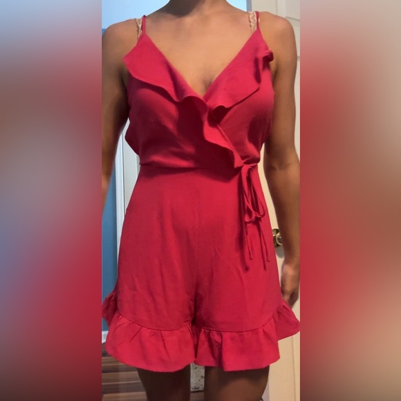 Monteau Pink Ruffle Romper - Medium - Picture 1 of 17